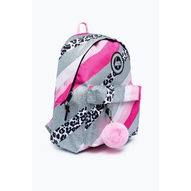Gray-Pink-Black - Side - Hype Glitter Wave Leopard Knapsack