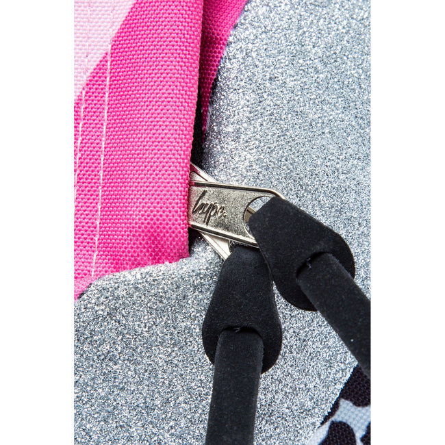 Gray-Pink-Black - Close up - Hype Glitter Wave Leopard Knapsack