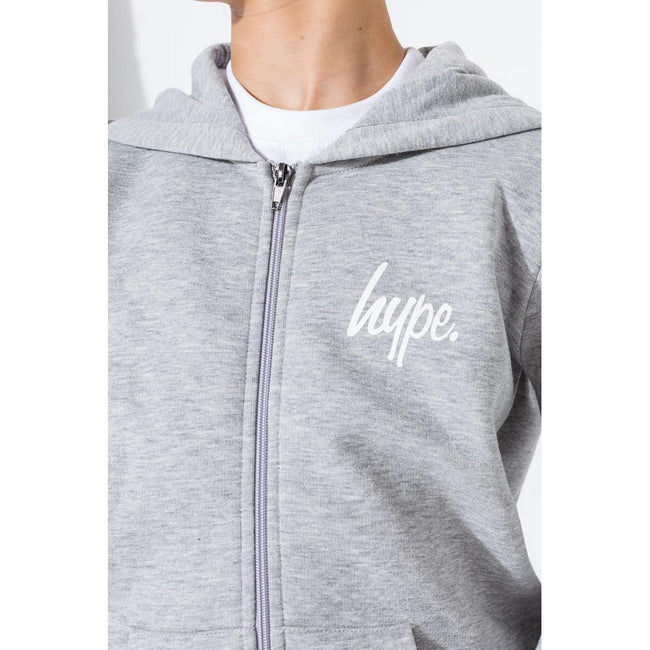 Gray - Lifestyle - Hype Childrens-Kids Mini Script Zip Hoodie
