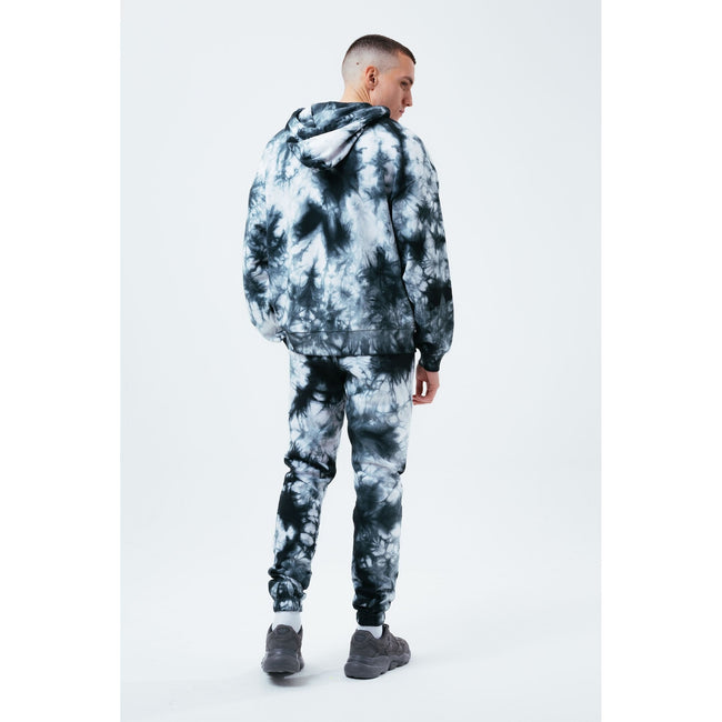 Black-White - Side - Hype Mens West Dye Oversized Pullover Hoodie
