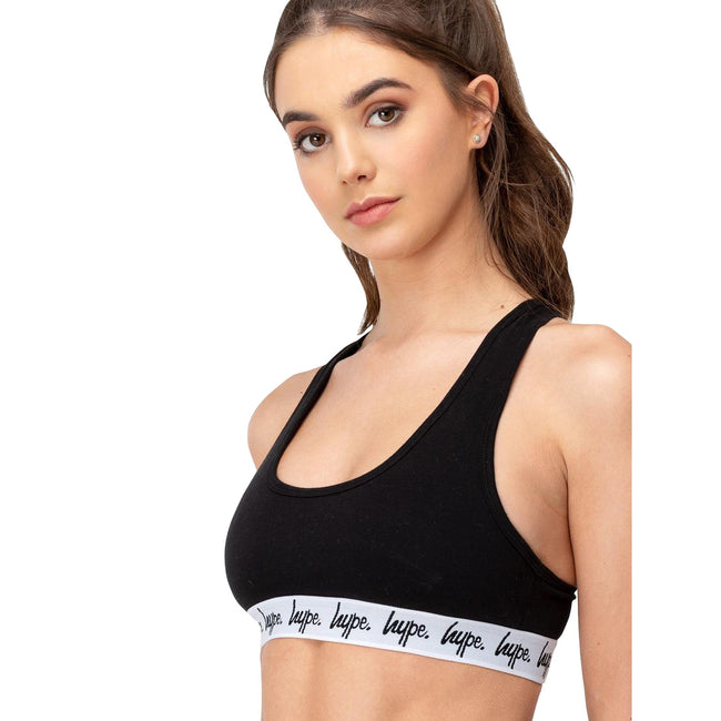 Black - Front - Hype Womens-Ladies Script Bralette