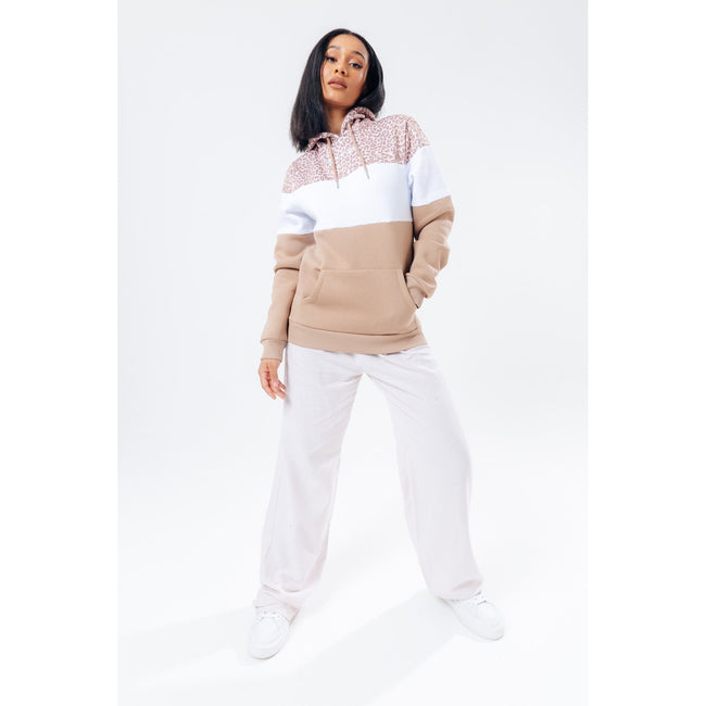 Nude-White - Side - Hype Womens-Ladies Leopard Hoodie