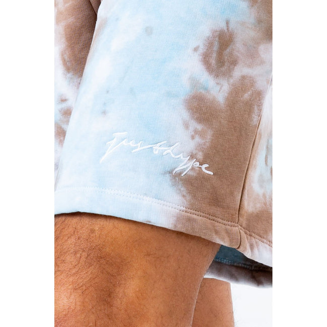 Pastel Blue-Brown - Pack Shot - Hype Mens Marble Dye Shorts