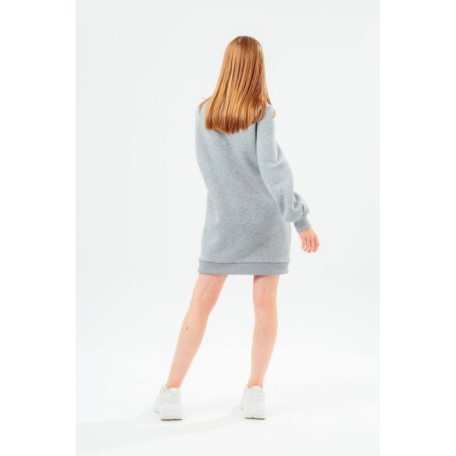 Gray - Side - Hype Girls Script Sweat Dress
