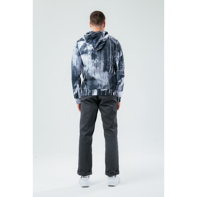 Black-White - Side - Hype Mens Spray Hoodie