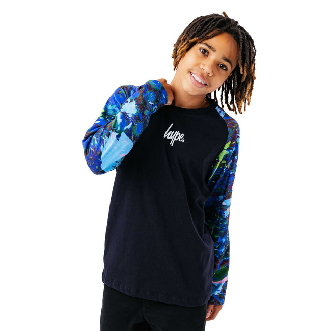 Blue-Black - Front - Hype Boys Splattered T-Shirt