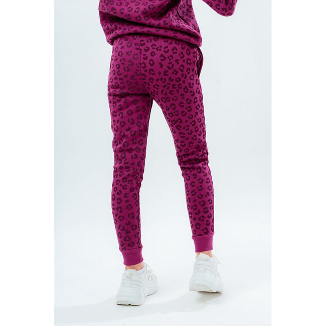 Purple - Side - Hype Childrens-Kids Leopard Sweatpants