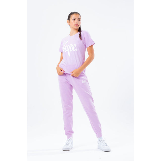 Lilac - Back - Hype Girls Scribble Logo Washed Sweatpants