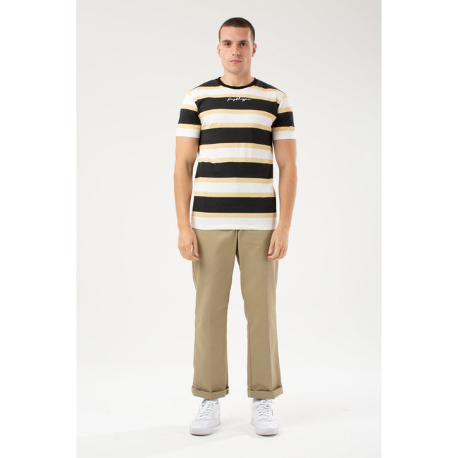 Stone-White-Black - Back - Hype Mens Stripe T-Shirt