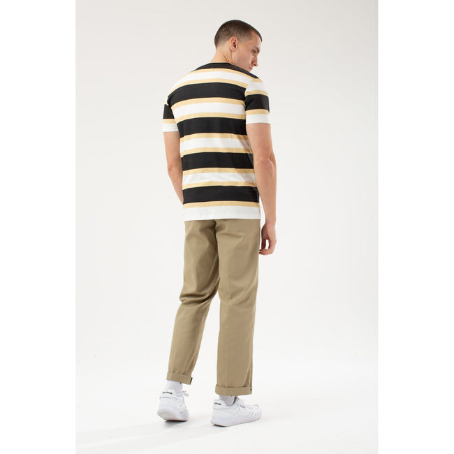 Stone-White-Black - Side - Hype Mens Stripe T-Shirt