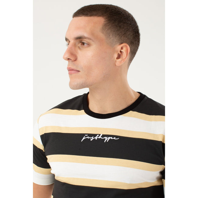 Stone-White-Black - Lifestyle - Hype Mens Stripe T-Shirt