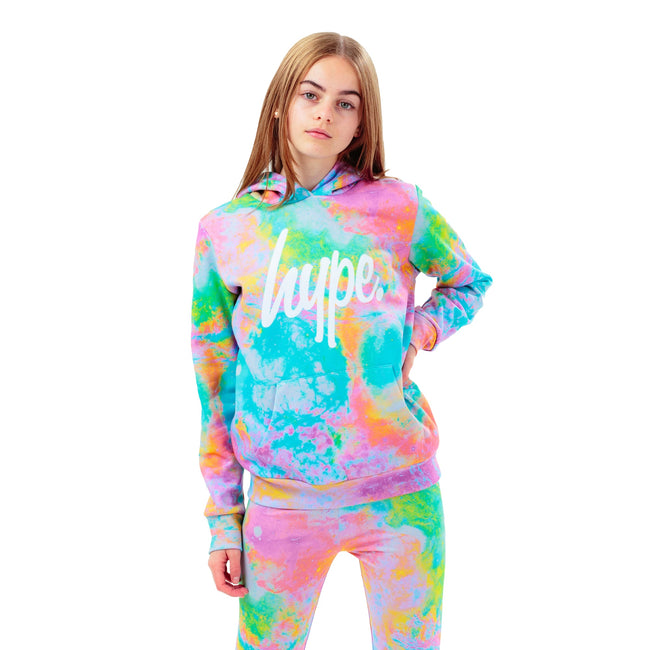 Multicolored - Front - Hype Girls Script Tie Dye Hoodie