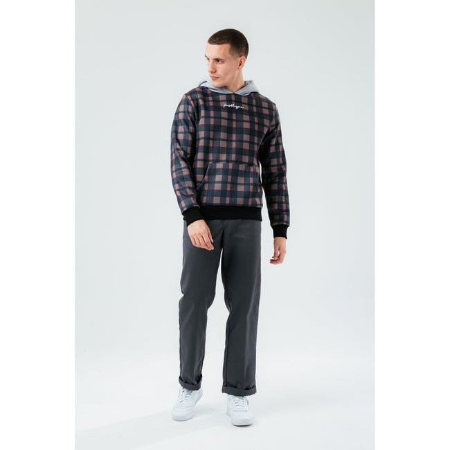 Multicolored - Side - Hype Mens Checked Oversized Hoodie