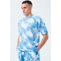 Navy-White - Front - Hype Mens Tie Dye Oversized T-Shirt