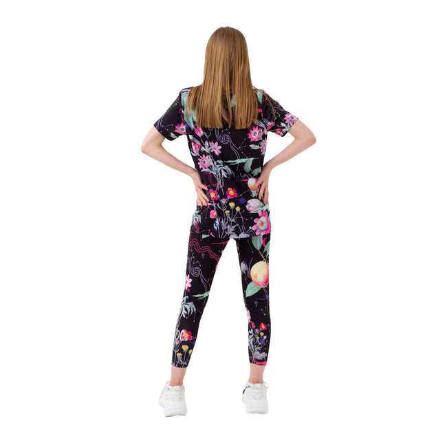 Black-White-Pink - Side - Hype Girls Mystic Flower Script T-Shirt