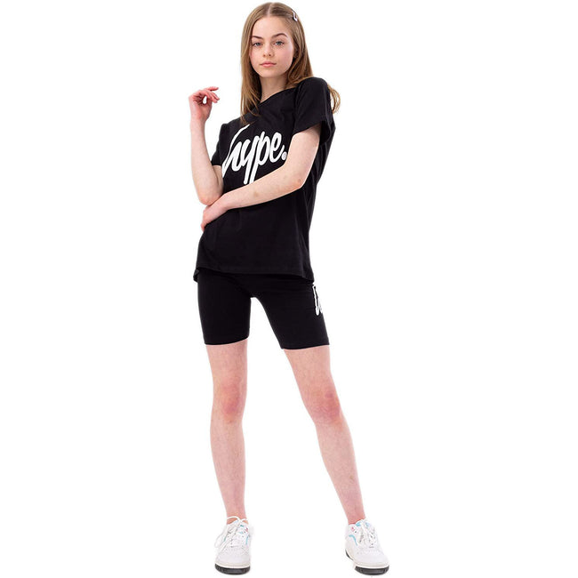 Black-White - Front - Hype Girls Script T-Shirt & Shorts Set