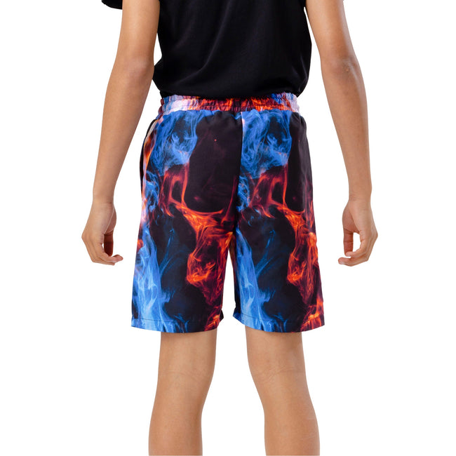 Black-Orange-Blue - Back - Hype Boys Flames Swim Shorts