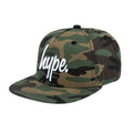 Green-Brown-Black - Front - Hype Childrens-Kids Camo Script Snapback Cap