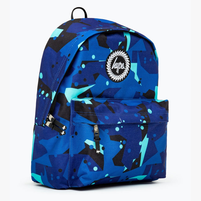 Blue-Teal-Black - Side - Hype Geo Camo Knapsack