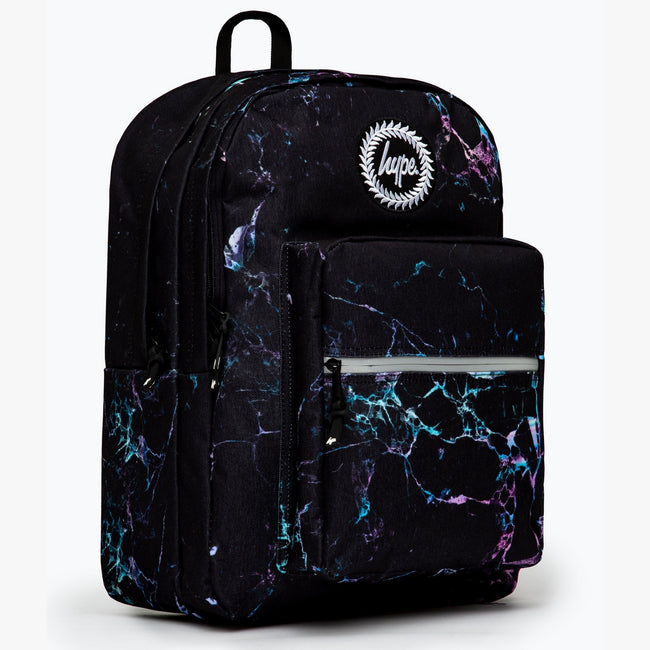Black-Purple-Teal - Side - Hype Cracked Effect Utility Backpack