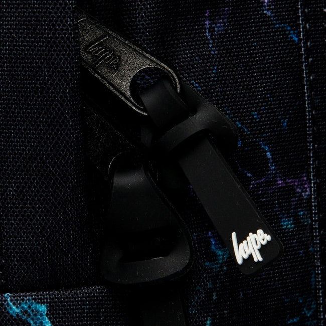 Black-Purple-Teal - Pack Shot - Hype Cracked Effect Utility Backpack