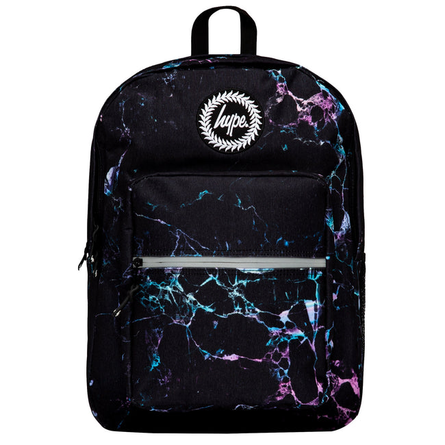 Black-Purple-Teal - Front - Hype Cracked Effect Utility Backpack
