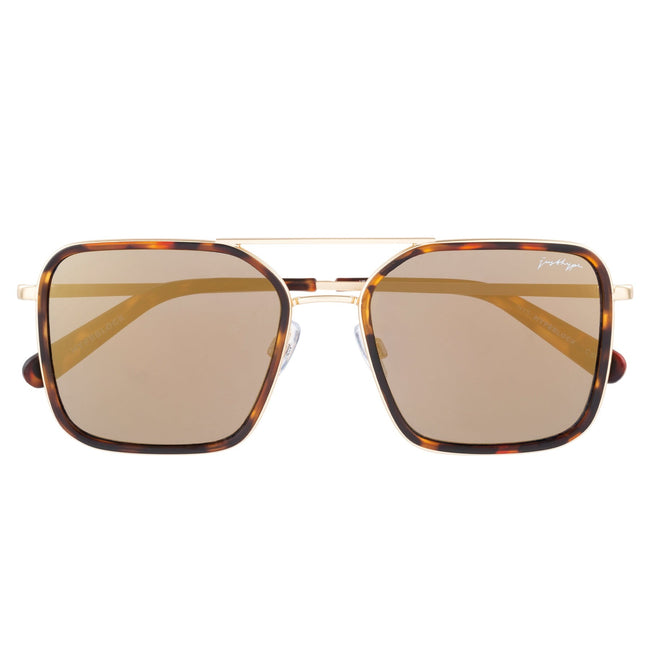 Gold-Brown - Back - Hype Womens-Ladies Block Tortoise Shell Sunglasses