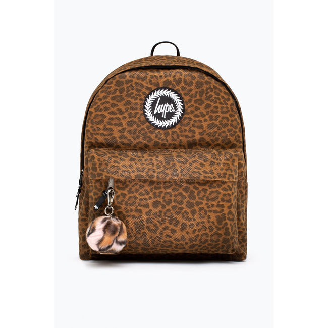 Brown-Black-White - Front - Hype Crest Leopard Print Knapsack