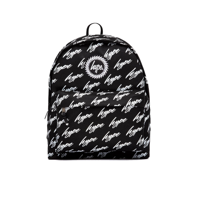 Black-White - Front - Hype Repeat Logo Knapsack