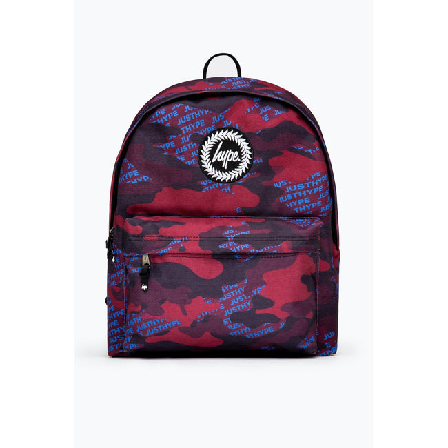Burgundy-Blue-Black - Front - Hype Camo Repeat Logo Knapsack