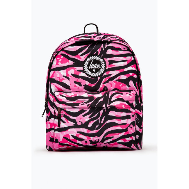 Pink-Black - Front - Hype Zebra Print Knapsack