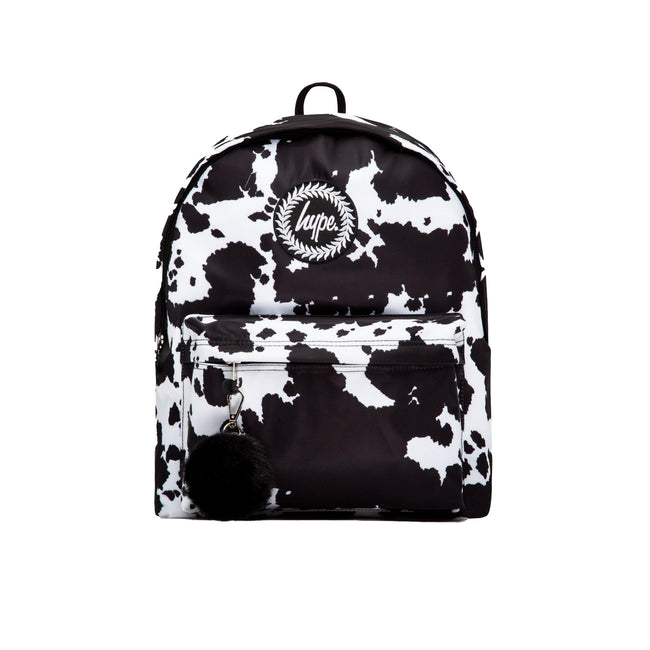 Black-White - Front - Hype Mono Cow Print Knapsack