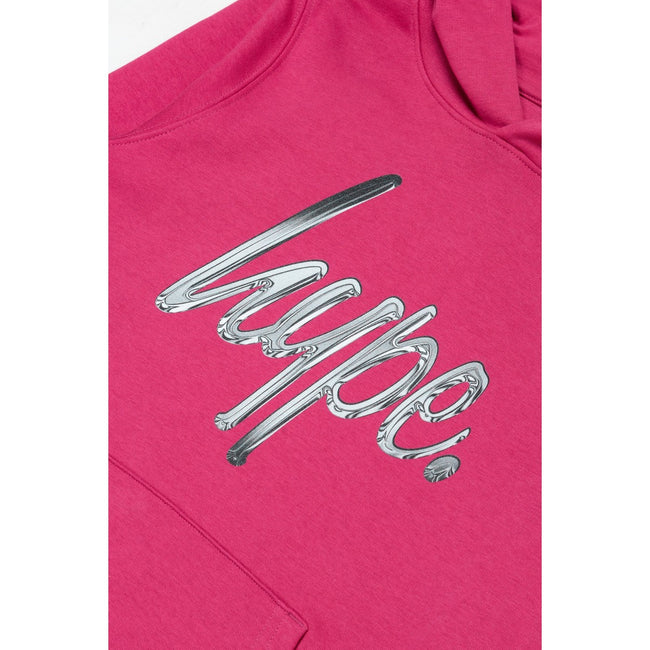 Fuchsia - Back - Hype Childrens-Kids Monochrome Script Hoodie