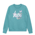 Teal - Front - Hype Childrens-Kids Butterfly Script Sweatshirt