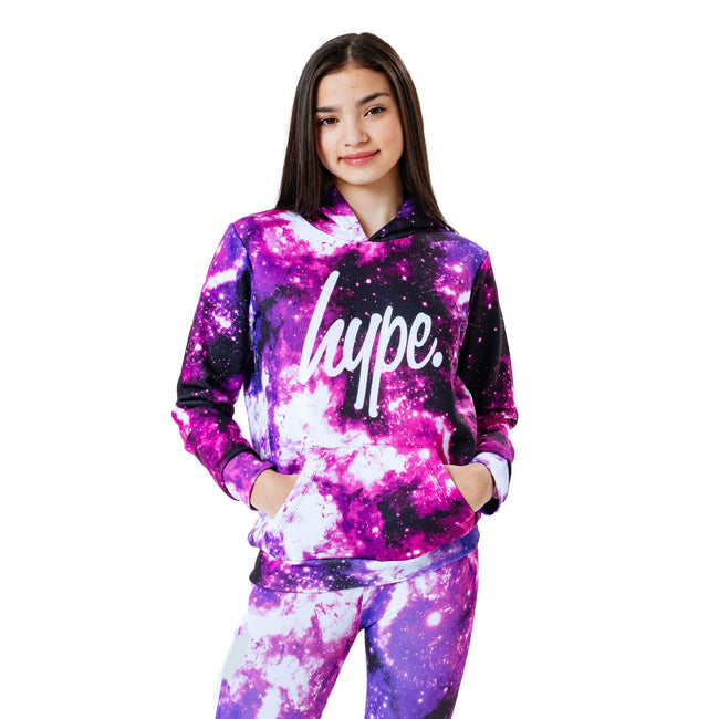Pink-Purple-Black - Front - Hype Girls Space Hoodie