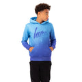 Blue - Front - Hype Boys Speckle Fade Script Hoodie