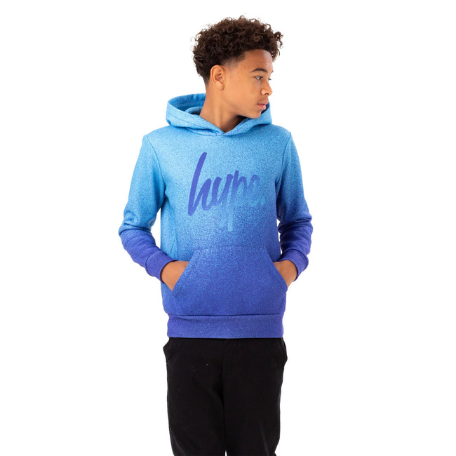Blue - Front - Hype Boys Speckle Fade Script Hoodie