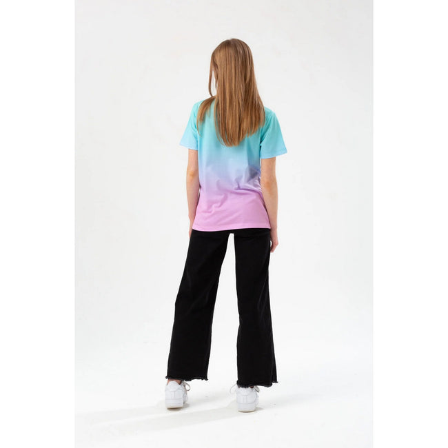 Mint-Silver - Back - Hype Womens-Ladies Fade Script T-Shirt