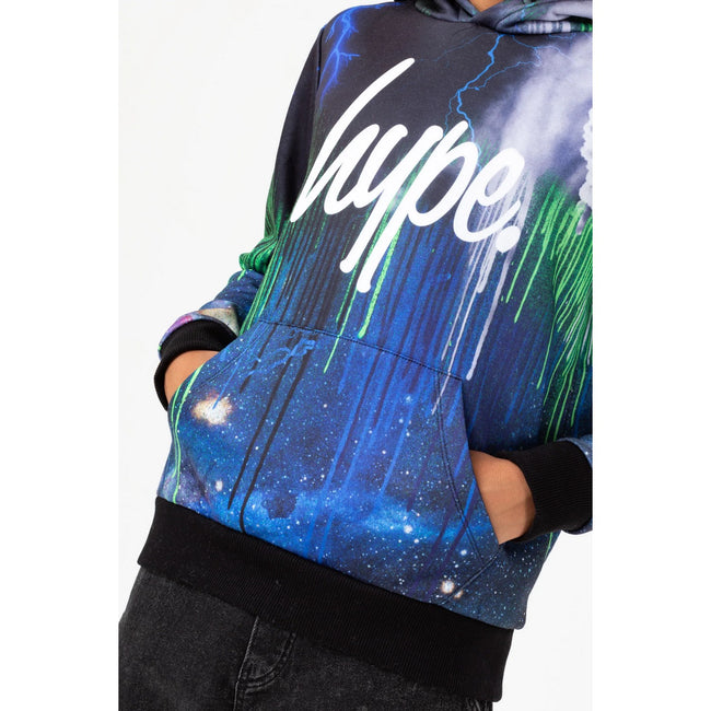 Navy - Side - Hype Boys Storm Drips Script Hoodie