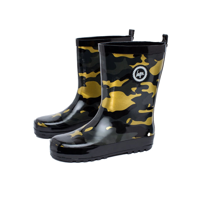Black-Gold Camo - Front - Hype Boys Camouflage Galoshes