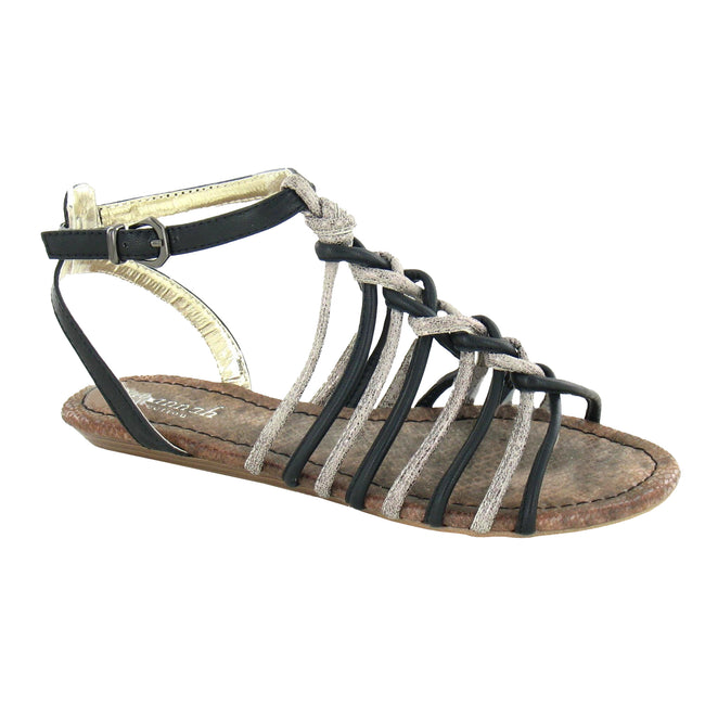 Black - Front - Savannah Womens-Ladies Interwoven Gladiator Sandals