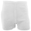 White - Front - FLOSO Mens 100% Cotton Interlock Trunk Underwear