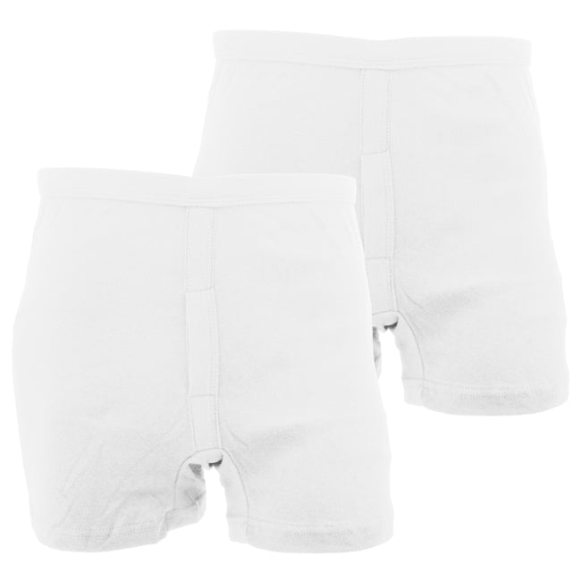 White - Back - FLOSO Mens 100% Cotton Interlock Trunk Underwear