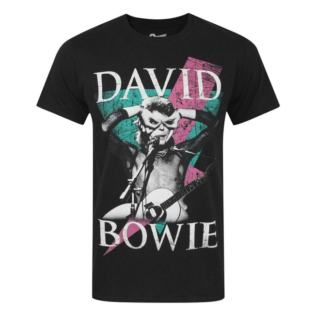 Black - Front - David Bowie Official Mens Thunder T-Shirt