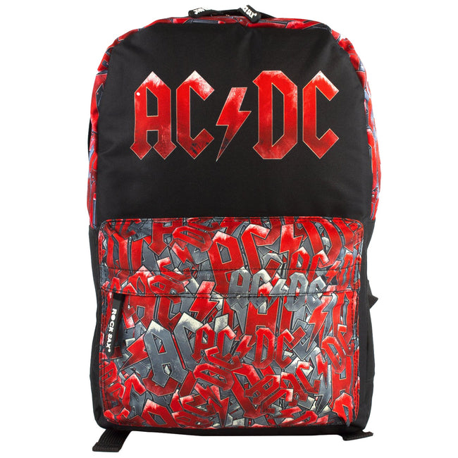 Black-Red-Gray - Front - Rock Sax AC-DC All-Over Print Knapsack