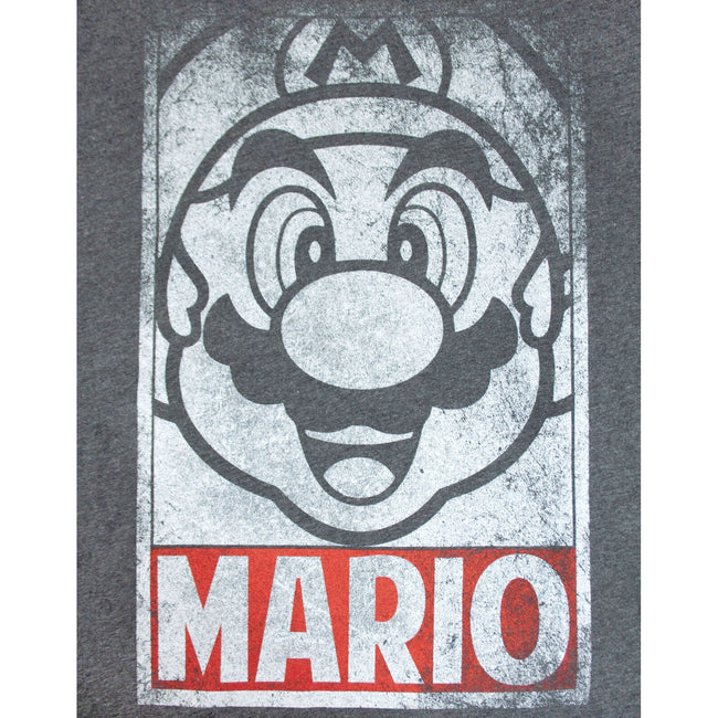 Gray - Side - Super Mario Mens Poster T-Shirt