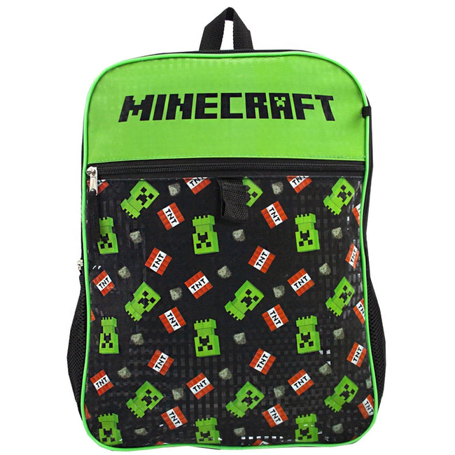 Black-Green - Close up - Minecraft TNT Creeper Knapsack Set (Pack of 5)