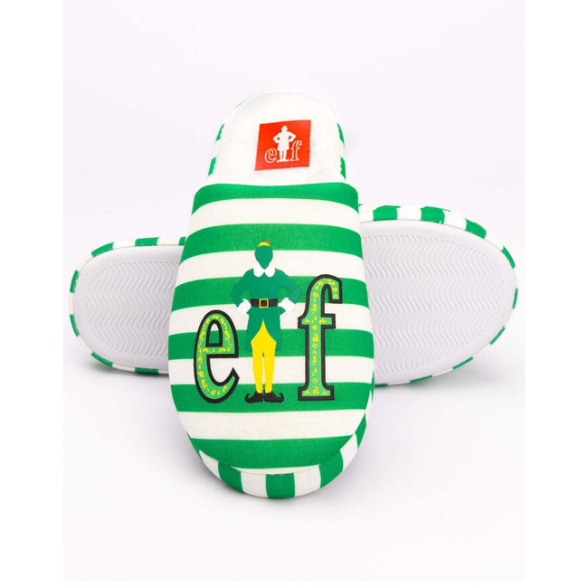 Green-White - Side - Elf Womens-Ladies Buddy Christmas Slippers