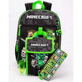 Black-Green - Side - Minecraft Childrens-Kids Time To Mine Knapsack Set