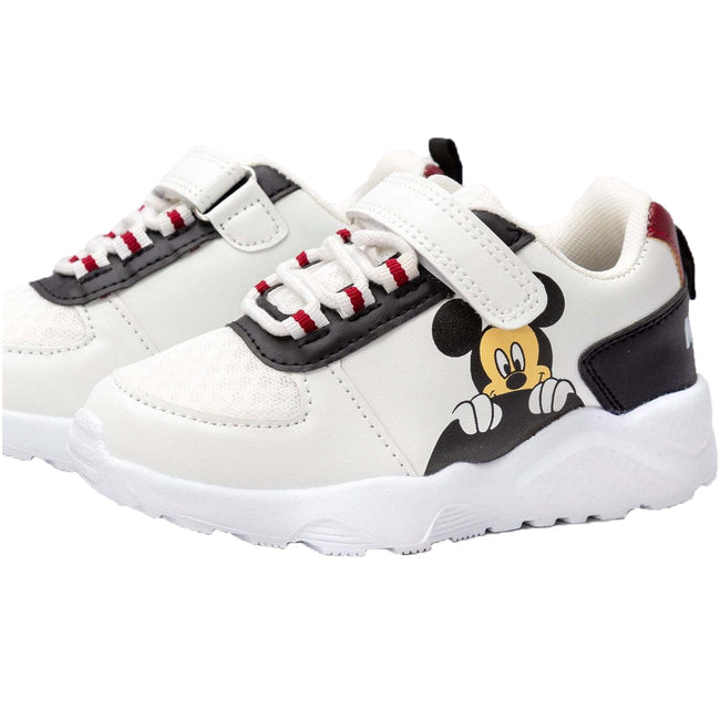 White-Black - Side - Disney Childrens-Kids Mickey Mouse Sneakers
